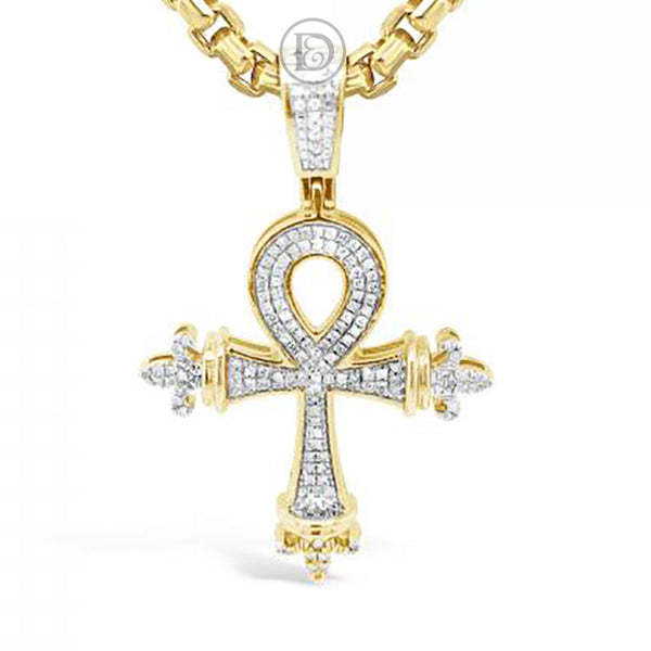 Diamond Cross Pendant .30 CTW Round Cut 10K Yellow Gold