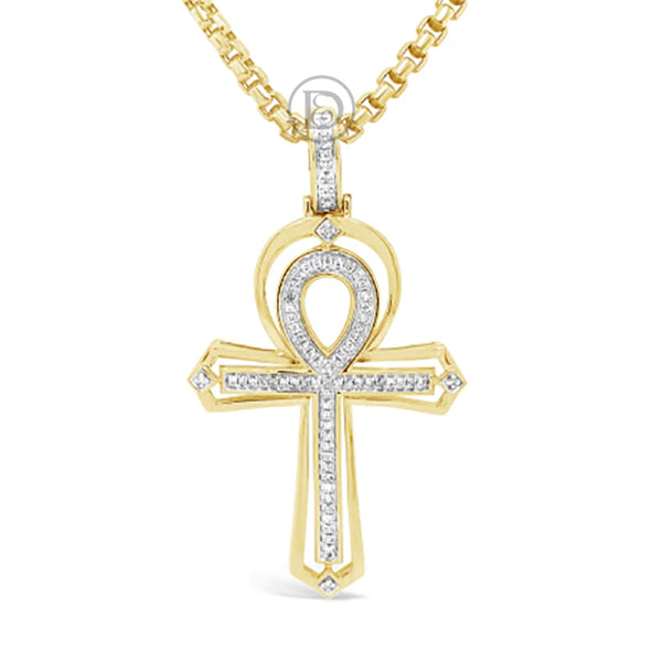 Diamond Cross Pendant .38 CTW Round Cut 10K Yellow Gold