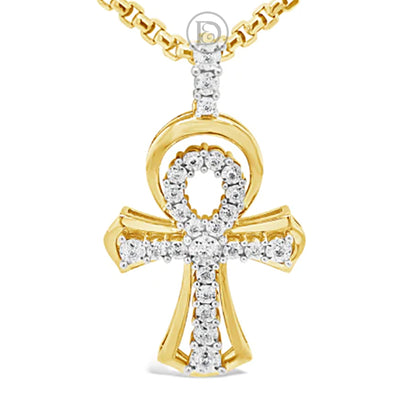Diamond Cross Pendant .37 CTW Round Cut 10K Yellow Gold