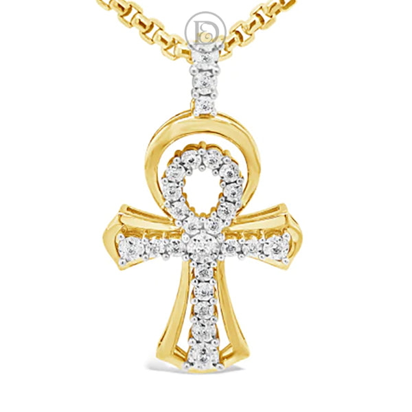 Diamond Cross Pendant .37 CTW Round Cut 10K Yellow Gold