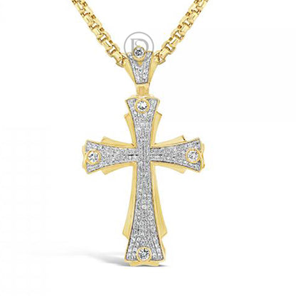 Diamond Cross Pendant 1.82 CTW Round Cut 10K Yellow Gold
