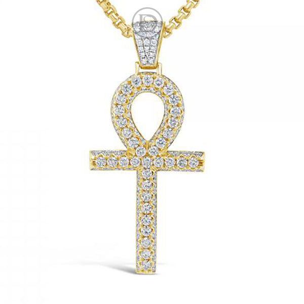 Diamond Cross Pendant 4.69 CTW Round Cut 10K Yellow Gold