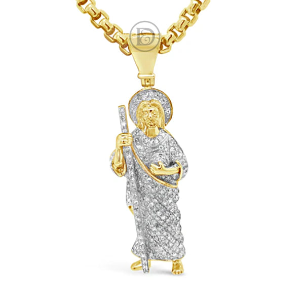 Diamond Jesus Pendant .90 CTW Round Cut 10K Yellow Gold