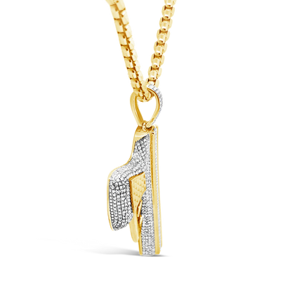 Diamond Gun Pendant 1.34 CTW Round Cut 10K Yellow Gold