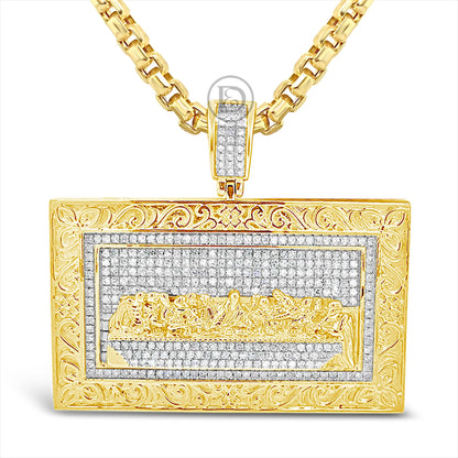 Last Supper Diamond Pendant 1.06 CTW Round Cut 10K Yellow Gold