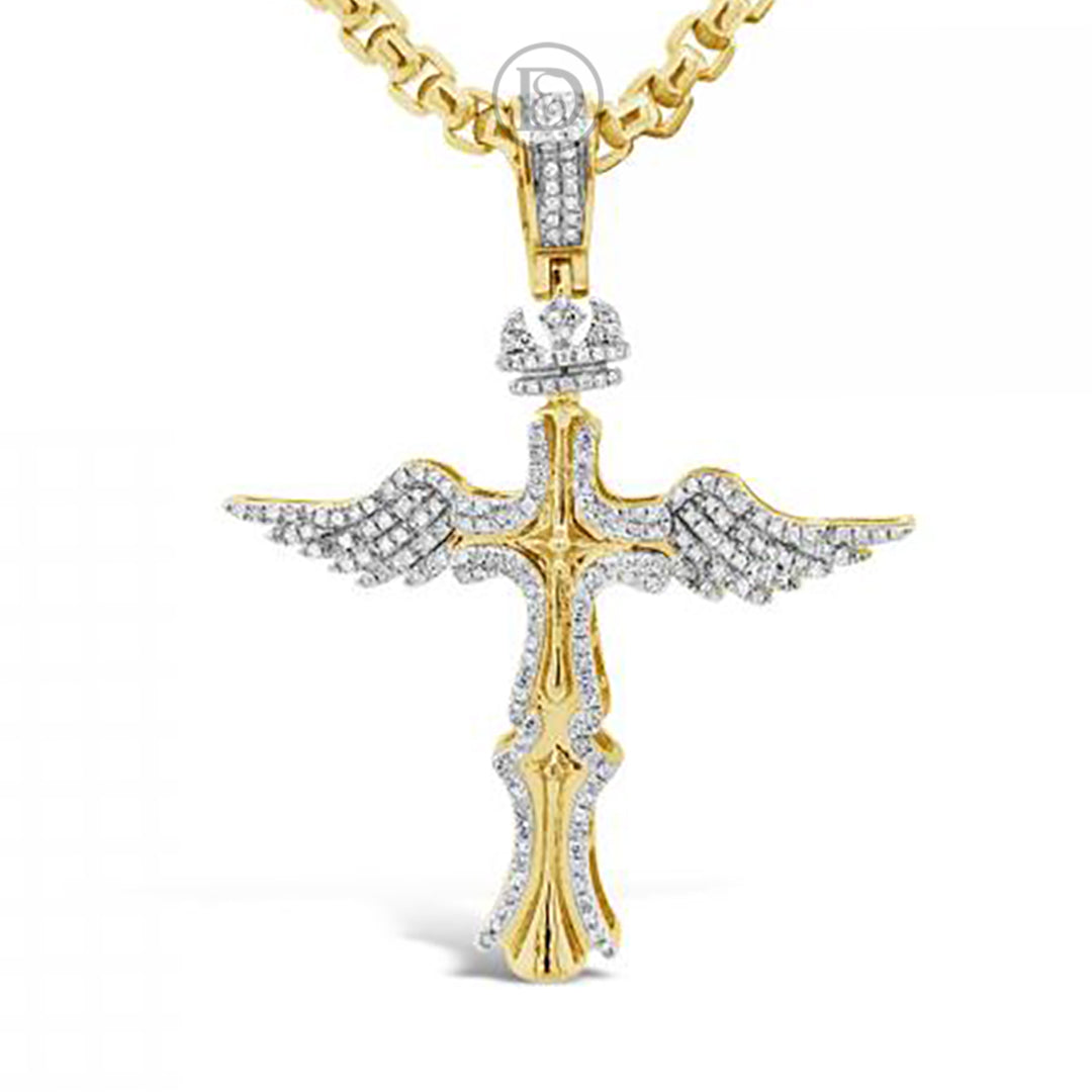 Diamond Cross Pendant .48 CTW Round Cut 10K Yellow Gold