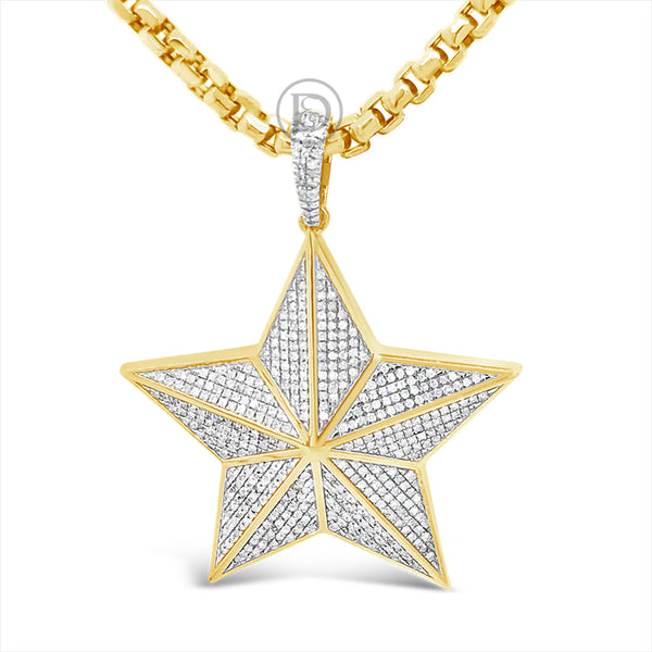 Diamond Star Pendant .88 CTW Round Cut 10K Yellow Gold