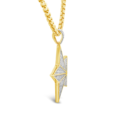 Diamond Star Pendant .88 CTW Round Cut 10K Yellow Gold