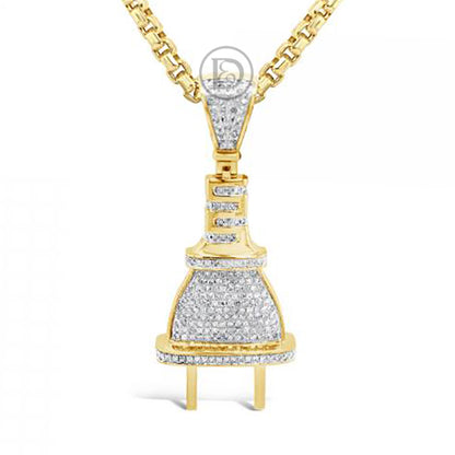Diamond Plug Pendant 1.16 CTW Round Cut 10K Yellow Gold