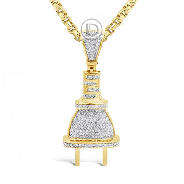 Diamond Plug Pendant 1.16 CTW Round Cut 10K Yellow Gold