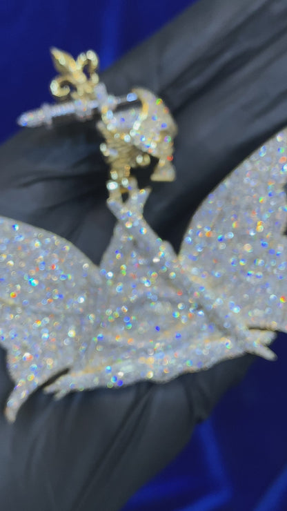 Custom made logo pendant for customer Full Diamonds Butterfly with Tattoo Gun