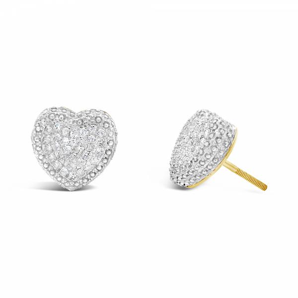 10K Yellow Gold .35ct Diamond Heart Earrings