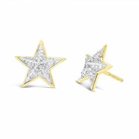 10K Yellow Gold .40ct Diamond Star Earrings