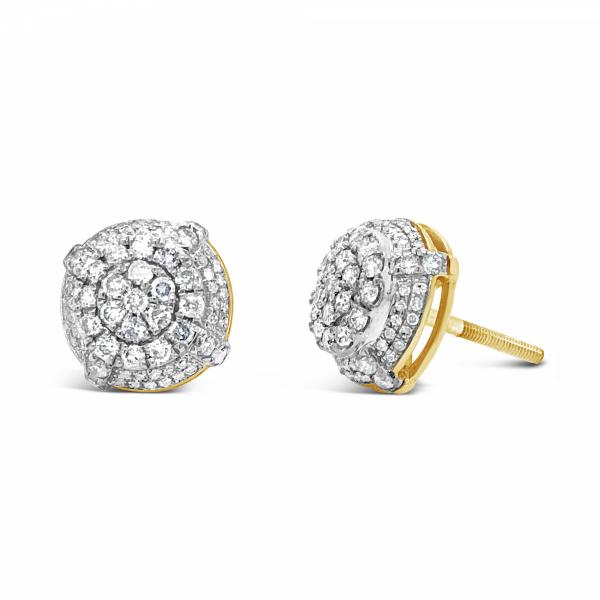 10K Yellow Gold 1.05ct Diamond Cluster Earrings
