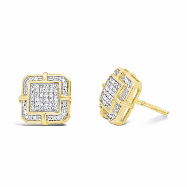 10K Yellow Gold .25ct Diamond Square Earrings