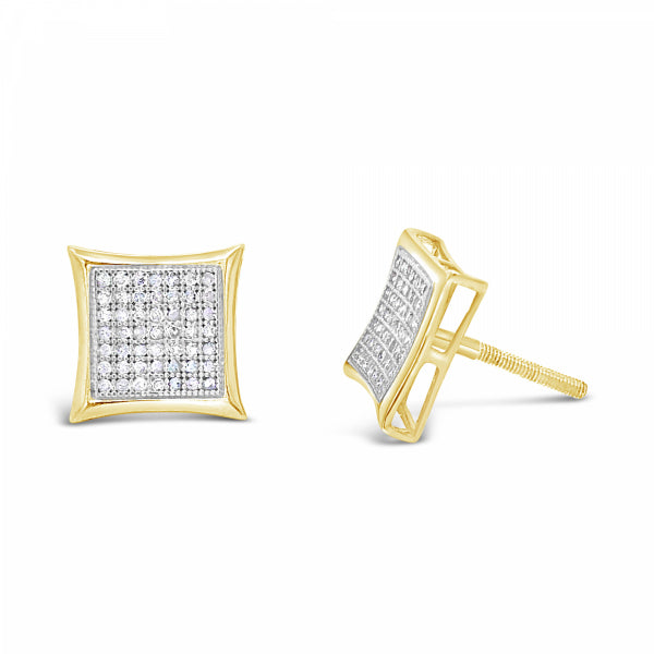 10K Yellow Gold .35ct Diamond Square Earrings