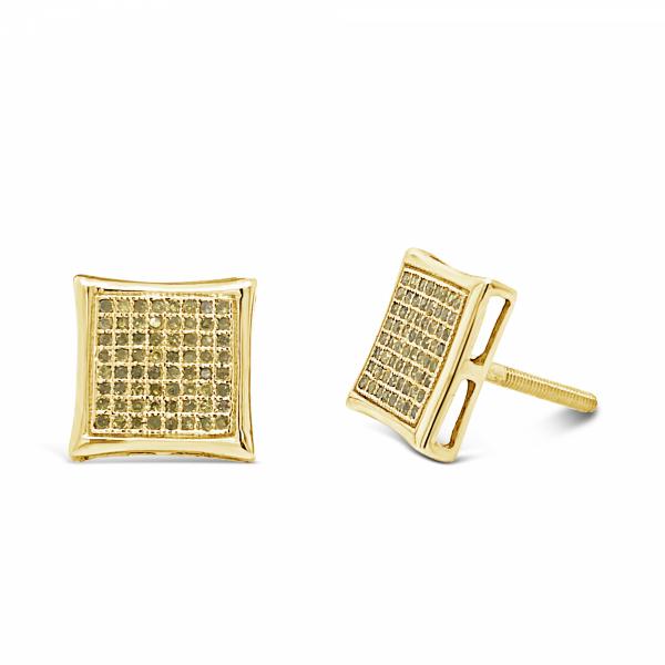 10K Yellow Gold .30ct Canary Diamond Earrings w/ Gold Details
