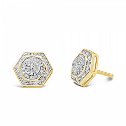 10K Yellow Gold .31ct Diamond Hexagon Earrings