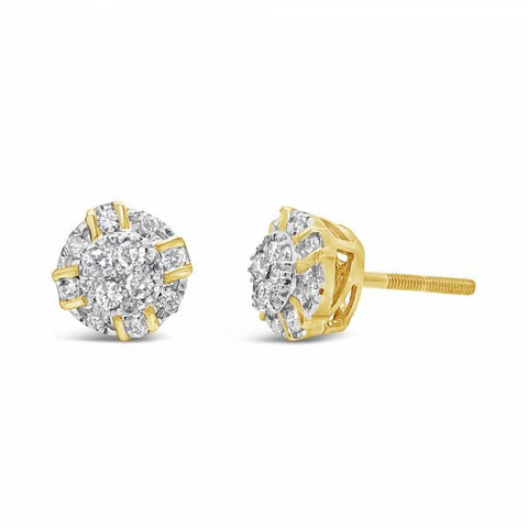 10K Yellow Gold .52ct Diamond Cluster Earrings
