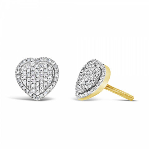 10K Yellow Gold .21ct Diamond Heart Earrings