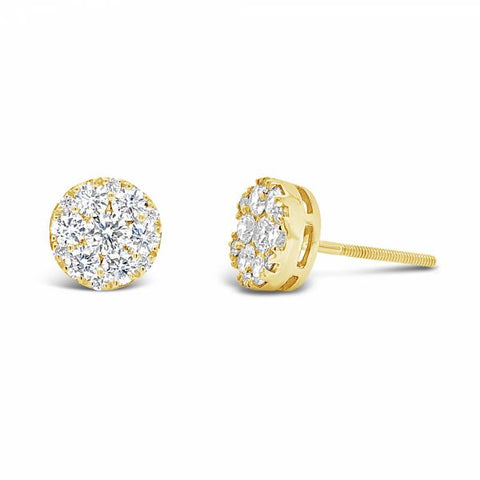 10K Yellow Gold 1.08ct Diamond Circle Earrings