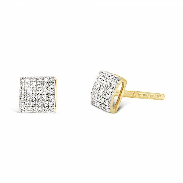 10K Yellow Gold .13ct Diamond Square Earrings