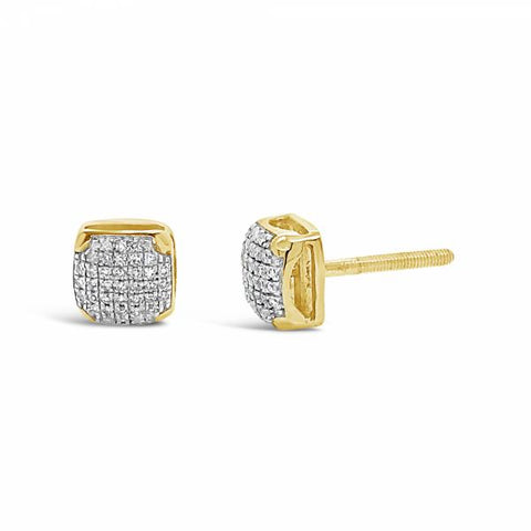 10K Yellow Gold .14ct Diamond Square Earrings