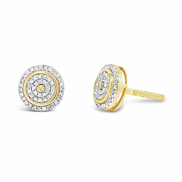 10K Yellow Gold .16ct Diamond Circle Earrings w/ Gold Detail