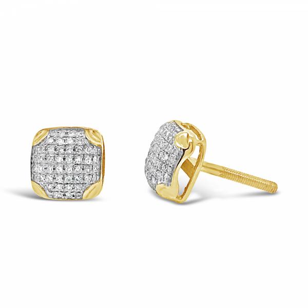 10K Yellow Gold .13ct Diamond Square Earrings
