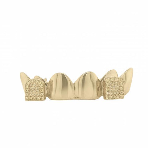 6 PIECE 10K GOLD GRILL WITH CZ FANGS