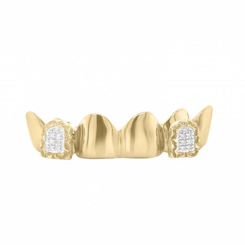 6 Piece 10K Gold Grill with .12ct Diamond Fangs