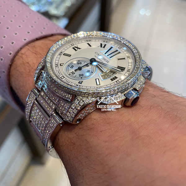 Cartier Calibre De Cartier Watch with Custom Full Diamonds