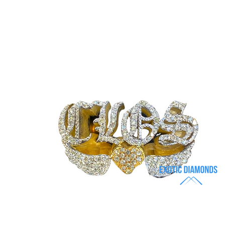 10K Yellow Gold Diamond Name Ring Personalized Letters