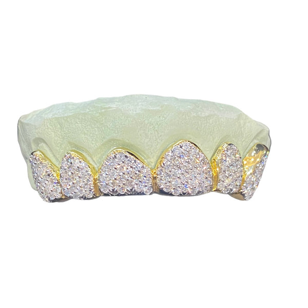 10K Yellow Gold 6pcs Honey Comb Setting Grill With VS Quality Diamonds