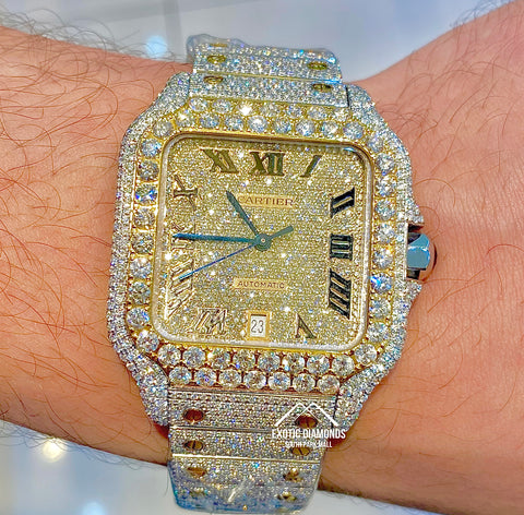 Cartier Santos XL with Large Custom Bezel and Full Diamond Watch
