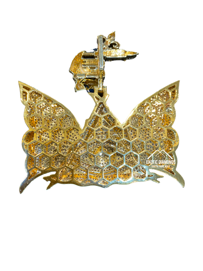 Custom made logo pendant for customer Full Diamonds Butterfly with Tattoo Gun