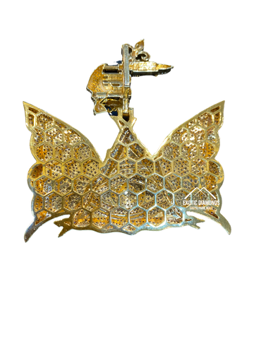 Custom made logo pendant for customer Full Diamonds Butterfly with Tattoo Gun