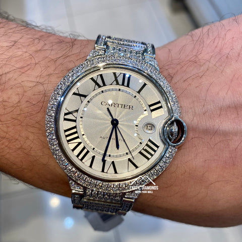 Ballon Blue De Cartier Watch 40MM With Custom Full Diamonds
