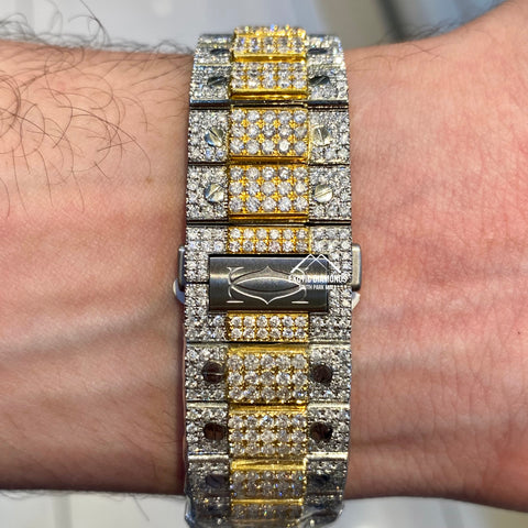 Cartier Santos Xl with Large Diamond Bezel and Raised Prong Setting Diamonds on Band