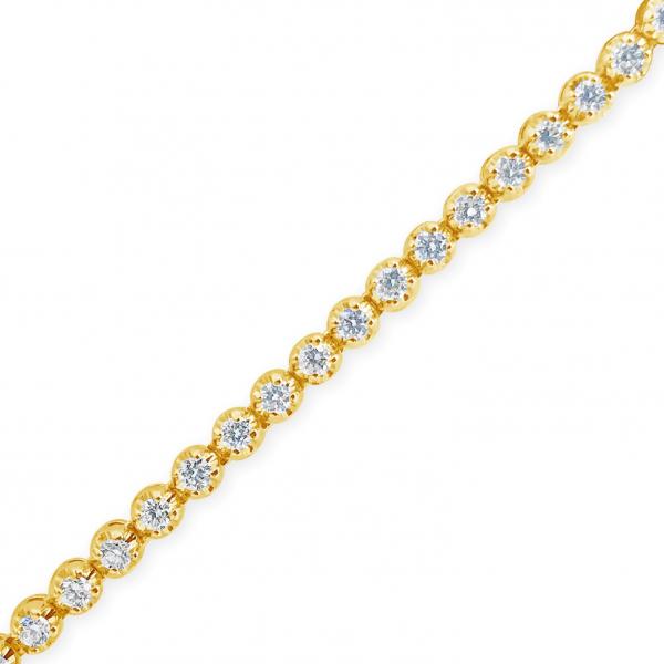 10K Solid Yellow Gold .4.20 CTW Round Cut Diamond Tennis Necklace