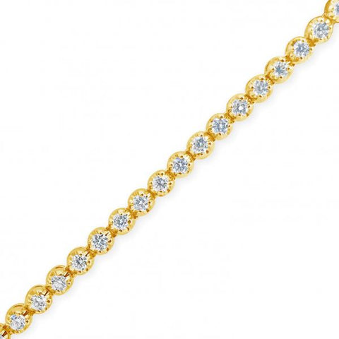 10K Solid Yellow Gold .4.20 CTW Round Cut Diamond Tennis Necklace