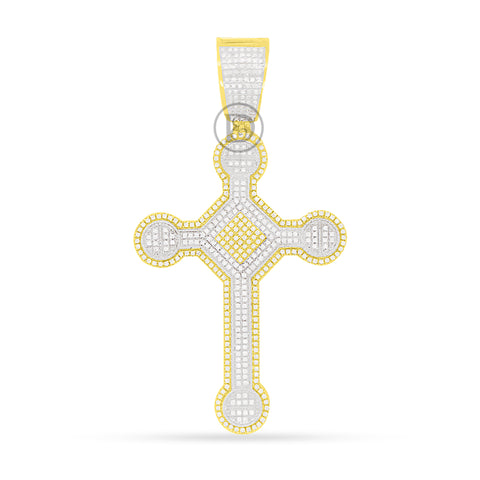 10k yellow gold cross pendant with 0.87ct diamonds