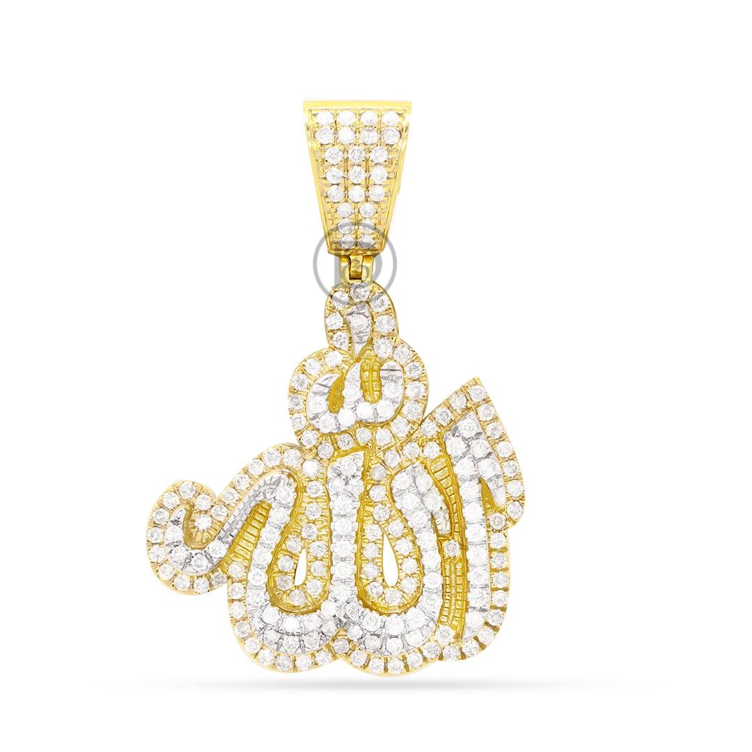10k yellow gold Allah pendant with 2.20ct diamonds