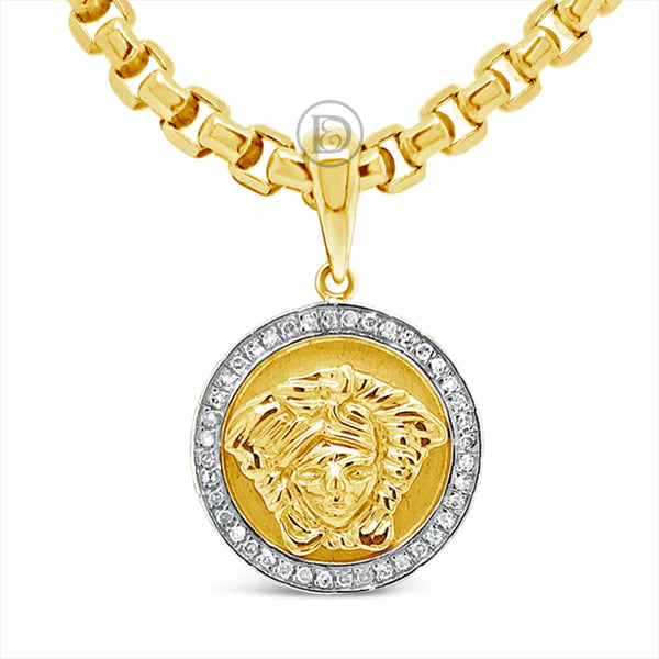 Diamond Medusa Pendant .17 CTW Round Cut 10K Yellow Gold