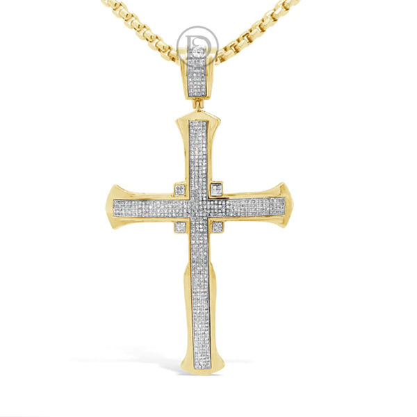 Diamond Cross Pendant 1.07 CTW Round Cut 10K Yellow Gold