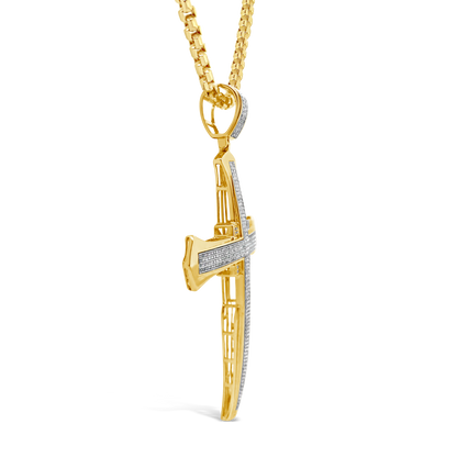 Diamond Cross Pendant 1.07 CTW Round Cut 10K Yellow Gold