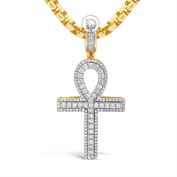 Diamond Cross Pendant .72 CTW Round Cut 10K Yellow Gold