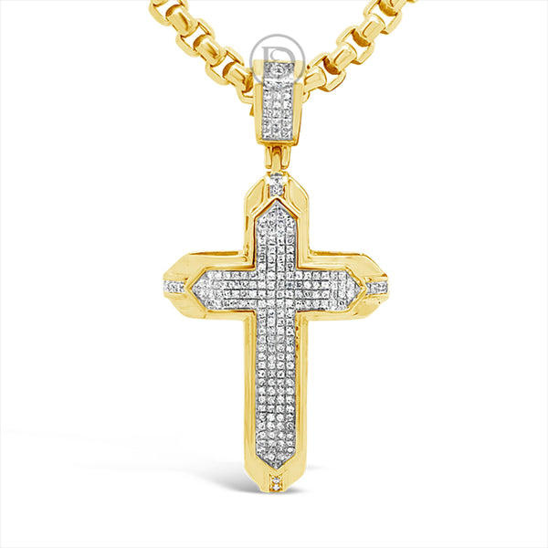 Diamond Cross Pendant .30 CTW Round Cut 10K Yellow Gold