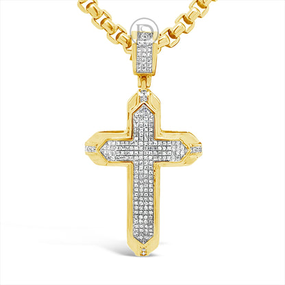 Diamond Cross Pendant .30 CTW Round Cut 10K Yellow Gold
