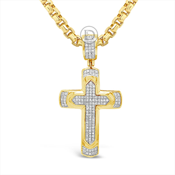 Diamond Cross Pendant .52 CTW Round Cut 10K Yellow Gold